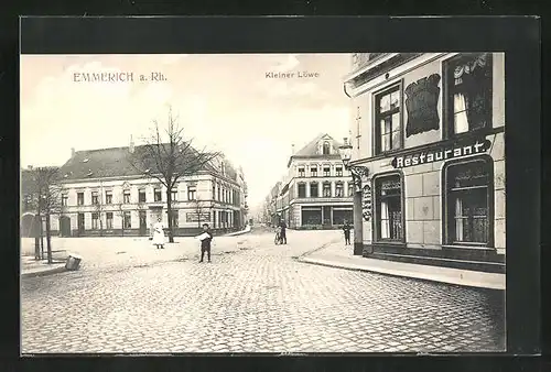 AK Emmerich a. Rh., Strassenpartie am Restaurant Kleiner Löwe