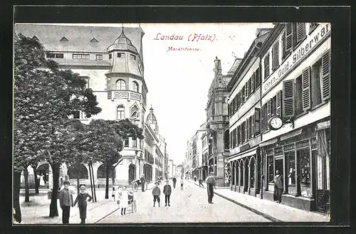 AK Landau /Pfalz, Marktstrasse mit Geschäften