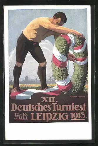 Künstler-AK Leipzig, 12. Deutsches Turnfest 1913, Der Festkranz