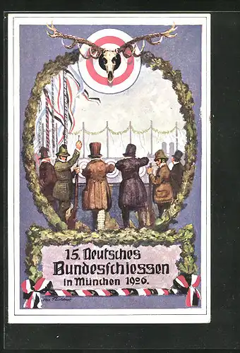 Künstler-AK München, 15. Deutsches Bundesschiessen 1906