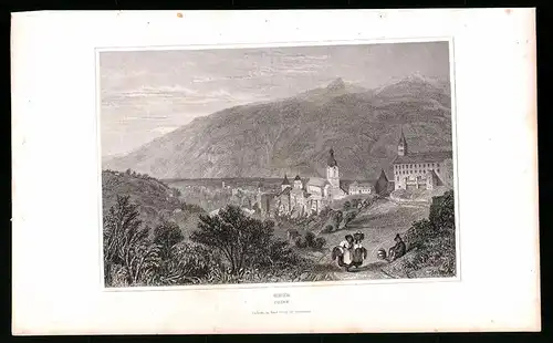 Stahlstich Chur, Totalansicht vom Ort, Stahlstich um 1835 von Henry Winkles, 22.5 x 14cm