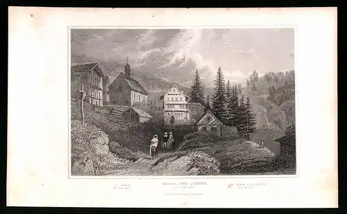 Stahlstich Maria zum Schnee, Rigi mit Ortsansicht, Stahlstich um 1835 von Henry Winkles, 22.5 x 14cm