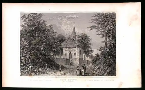 Stahlstich Küssnacht, Tell`s Kapelle, Stahlstich um 1835 von Henry Winkles, 22.5 x 14cm