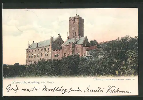 AK Eisenach, Die Wartburg vor blauem Himmel