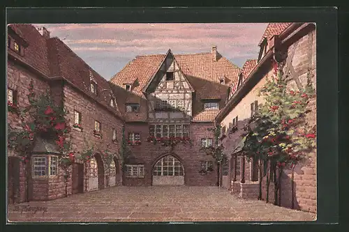 AK Eisenach, Wartburg, Gasthof, der Hof