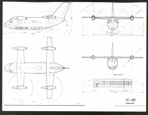 Fotografie Flugzeug VFW Fokker VC-400, Konstruktionsdarstellung des Flugzeugs mit drehbaren Tandemflügeln