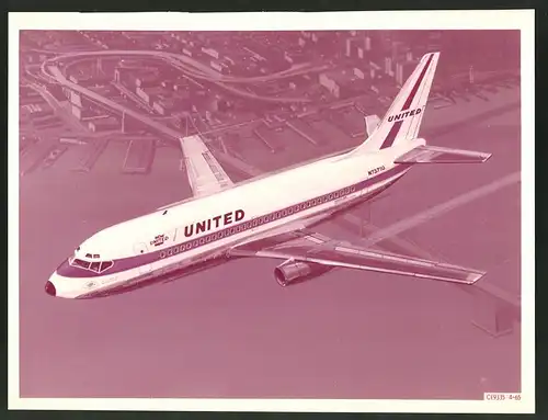 Fotografie Flugzeug Boeing 737 der United Airlines, Grossformat 25 x 19cm