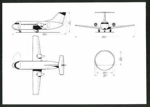 Fotografie Flugzeug VFW-Fokker 614, Verkehrsflugzeug in verschiedenen Ansichten