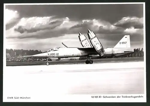 Fotografie Flugzeug EWR VJ 101, Experimentalflugzeug beim Schwenken der Antriebsgondeln