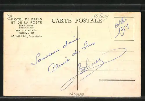 AK Sens, Hotel de Paris et de la Poste, Une partie du restaurant
