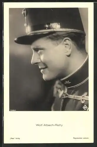 AK Schauspieler Wolf Albach-Retty in Uniform mit Schirmmütze