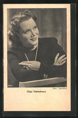AK Schauspielerin Olga Tschechowa mit Schmuck