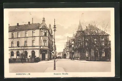 AK Dorsten / W., Essener Strasse mit Laterne