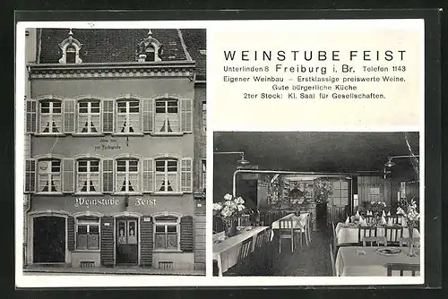 AK Freiburg i. Br., Restaurant Weinstube Feist, Unterlinden 8