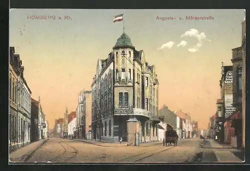 AK Homberg a. Rh., Gabelung Augusta- und Mörserstrasse am Hotel Central-Hof