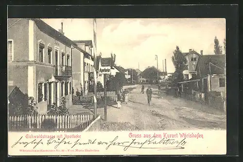 AK Wörishofen, Eichwaldstrasse mit Apotheke