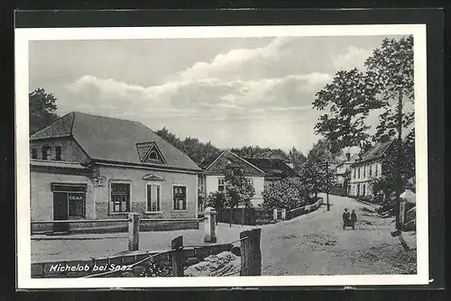 AK Michelob bei Saaz, Strassenpartie mit Kindern