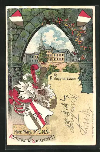 Künstler-AK Soest, Abiturientia Susatensis, Kgl. Archigymnasium, Absolvia 1906