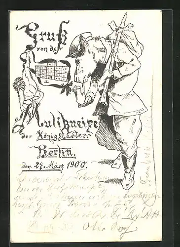 AK Berlin, Mulikneipe der Königstädter 24.3.1900