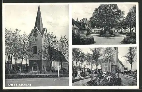 AK Kropp b. Schleswig, Ortsansicht, Kirche