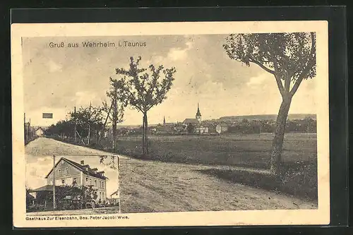 AK Wehrheim i. Taunus, Gasthaus Zur Eisenbahn, Teilansicht