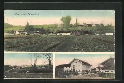 AK Oberndorf, Strassenpartie im Ort, Blick auf das Dorf