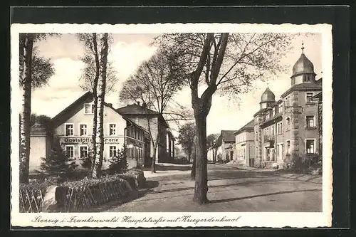 AK Pressig i. Frankenwald, Hauptstrasse mit Kriegerdenkmal