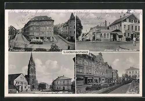 AK Lüdenscheid, Altenaer- und Wilhelm-Strasse, Knapperstrasse mit Christuskirche