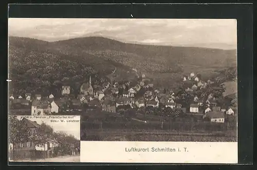 AK Schmitten i. T., Hotel Frankfurter Hof, Ortsansicht aus der Vogelschau