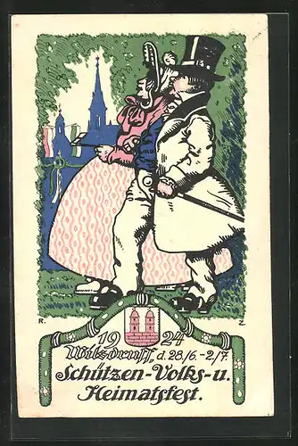Künstler-AK Wilsdruff, Schützen-Volks- und Heimatfest 28.06.-02.07. 1924, Schützenverein