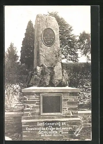 Foto-AK Gemünden i. Taunus, Einweihung des Kriegerdenkmals am 05. Juni 1921