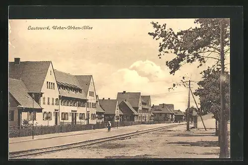 AK Lautawerk, Blick in die Strasse Weber-Urban-Allee