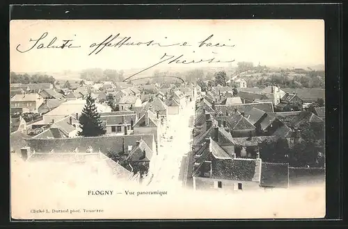 AK Flogny, Vue Panoramique, Blick über die Dächer der Stadt
