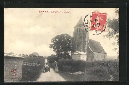 AK Etigny, L`Eglise et la Mairie