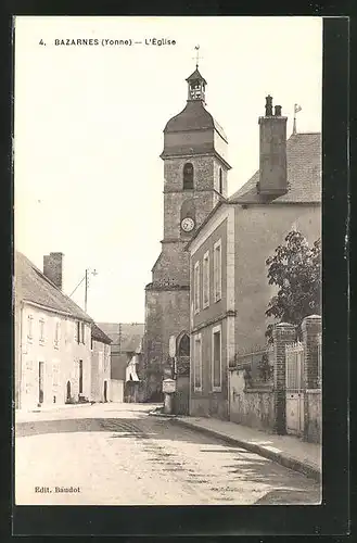 AK Bazarnes, L`Eglise, auf der Strasse zur Kirche