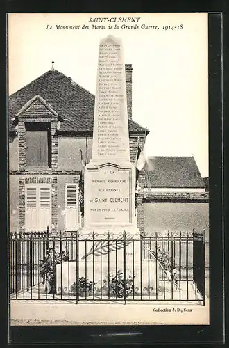 AK Saint-Clement, Le Monument des Morts de la Grande Guerre, 1914-18