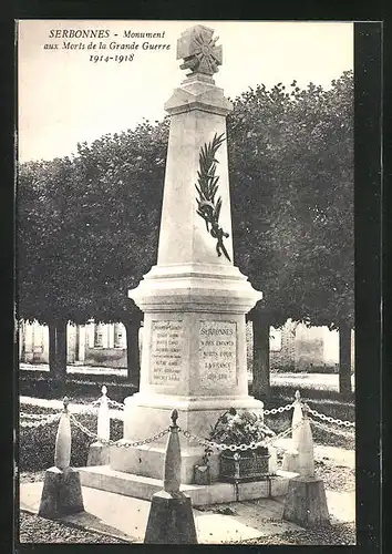 AK Serbonne, Monument aux Morts de la Grande Guerre 1914-18