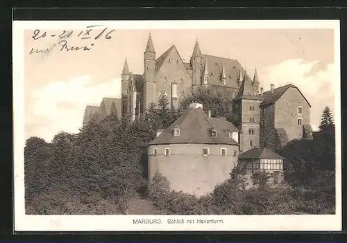 AK Marburg a. Lahn, Ansicht des Schlosses mit dem Hexenturm