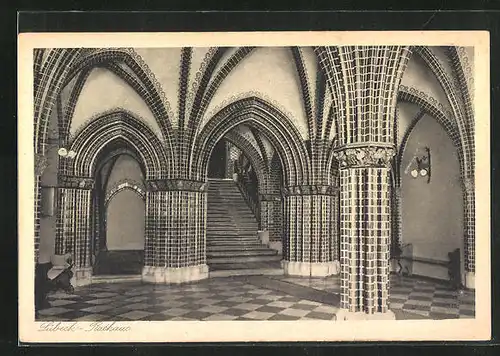 AK Lübeck, Säulengang im Rathaus