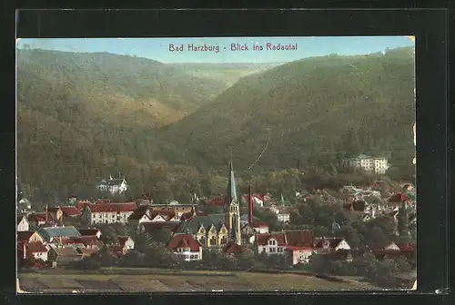 AK Bad Harzburg, Blick ins Radautal, Blick zur Kirche im Ort