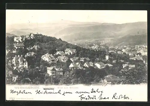 AK Wernigerode im Harz, Blick auf den Lindenberg und die Villen vom Brocken aus