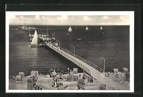 AK Timmendorferstrand, Blick auf den Strand und die Landungsbrücke