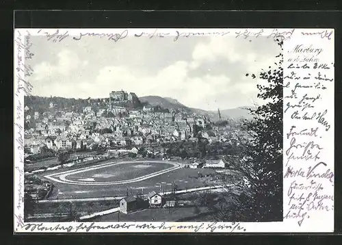 AK Marburg a.d. Lahn, Generalansicht mit dem Schloss auf dem Felsen