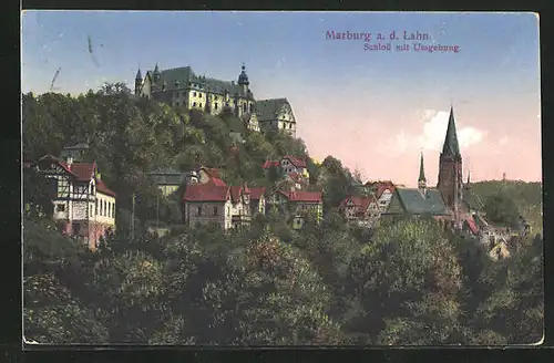 AK Marburg a.d. Lahn, Schloss mit der Ungebung