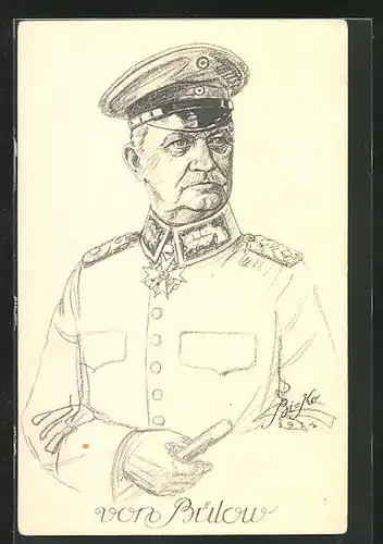 Künstler-AK Heerführer General von Bülow, in Uniform gemalt