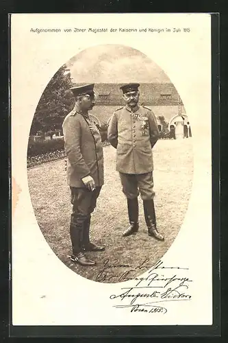 AK Paul von Hindenburg, in Uniform aufgenommen von ihrer Majestät Kaiserin und Königin im Juli 1915