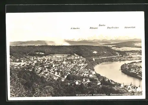 AK Waldshut / Hochrhein, Gesamtansicht mit Alpen