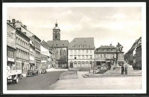 AK Schweinfurt / Main, Marktplatz mit Rückert-Denkmal