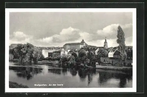 AK Weissenfels / Saale, Ortspartie am Saale-Ufer