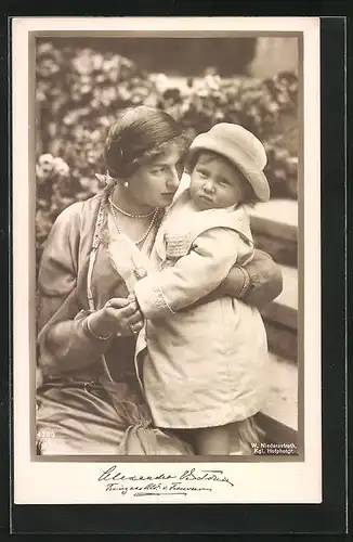 AK Prinzessin August Wilhelm mit dem Sohn im Portrait